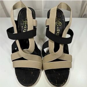 Ivanka Trump Black/Tan Strappy Heels